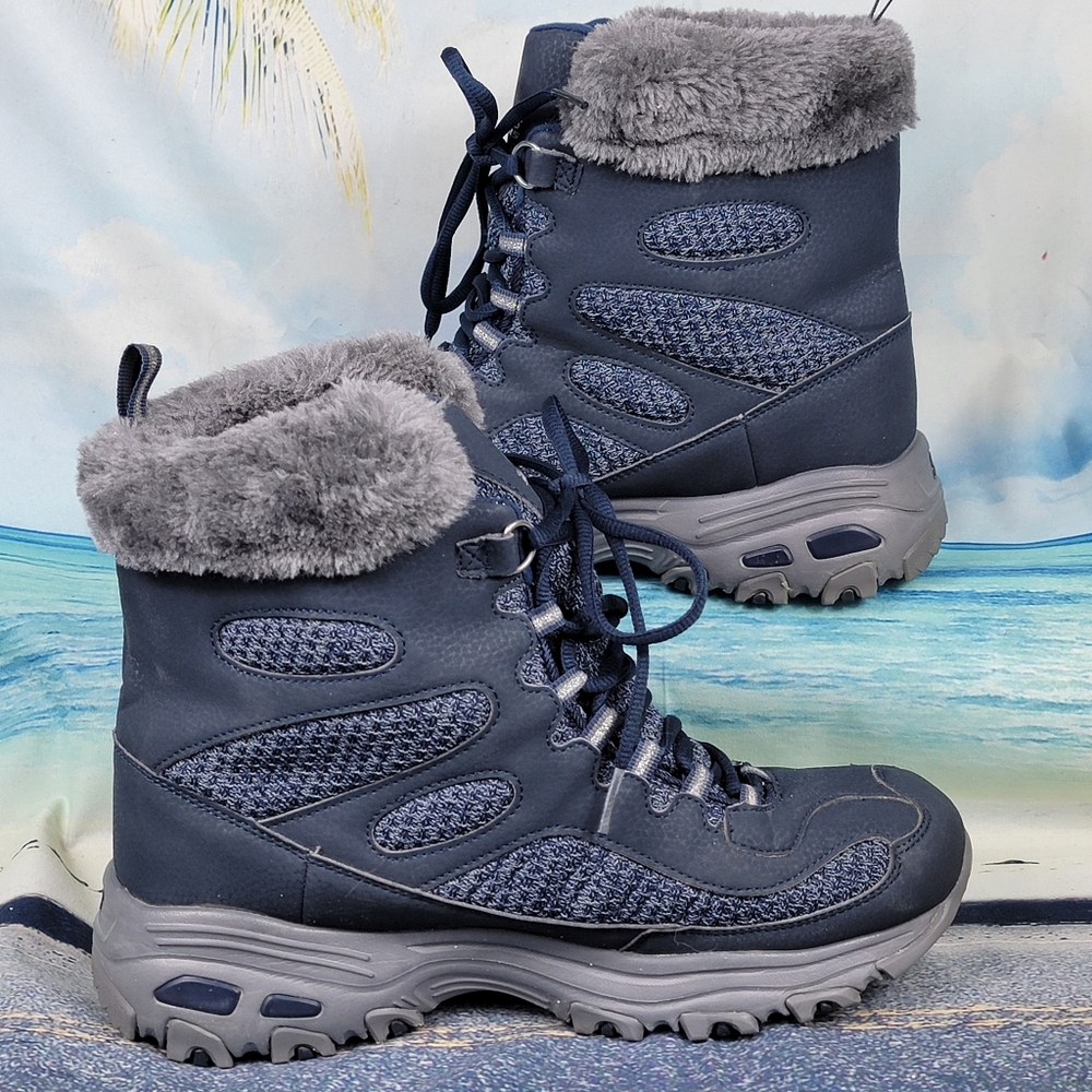 Skechers D Lites Bomb Cyclone Waterproof Winter Boots Womens 9